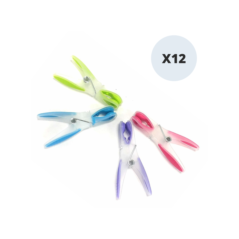 Lot de 12 Pinces à linge Bi matière MSV MSV