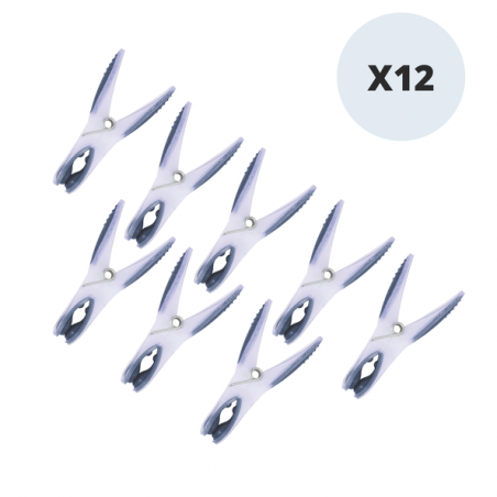 Lot de 12 Pinces à linge Bi matiere Gris MSV MSV