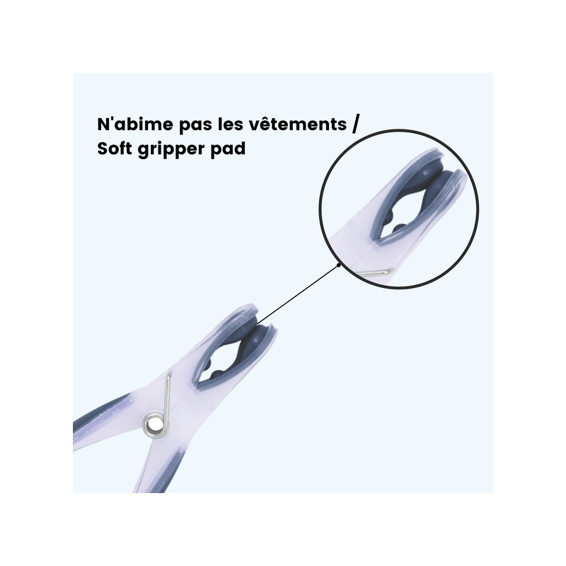 Lot de 12 Pinces à linge Bi matiere Gris MSV MSV