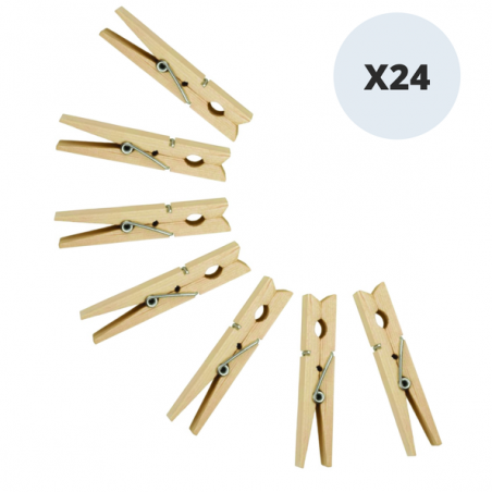 MSV Lot de 24 pinces à linge Bois MSV