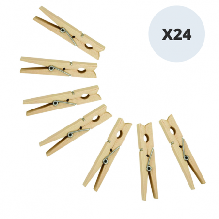 MSV Lot de 24 Pinces à linge Bois Geantes MSV