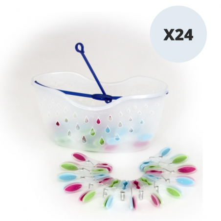 MSV Panier x24 Pinces à linge Bi-Matiere MSV