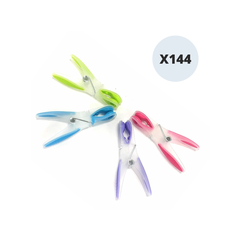 MSV Lot de 144 Pinces à linge Bi-Matiere anti-UV MSV
