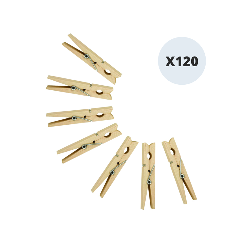 spirella Lot de 120 pinces à linge en bois MSV