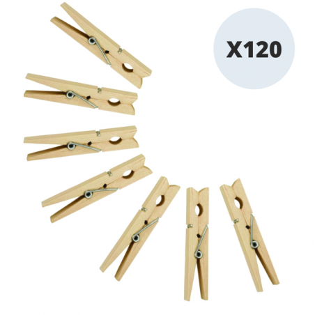 MSV Lot de 120 pinces à linge Bois MSV