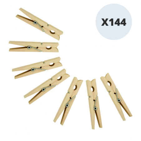 MSV Lot de 144 Pinces à linge Bois MSV