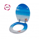 MSV Asiento de inodoro MDF PARADISE Azul - Bisagras de acero inoxidable MSV