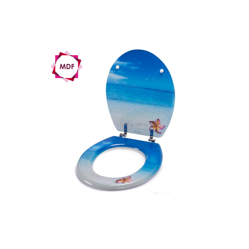 Abattant Wc MDF PARADISE Bleu - Charnières Inox MSV MSV