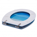 MSV Asiento de inodoro MDF PARADISE Azul - Bisagras de acero inoxidable MSV