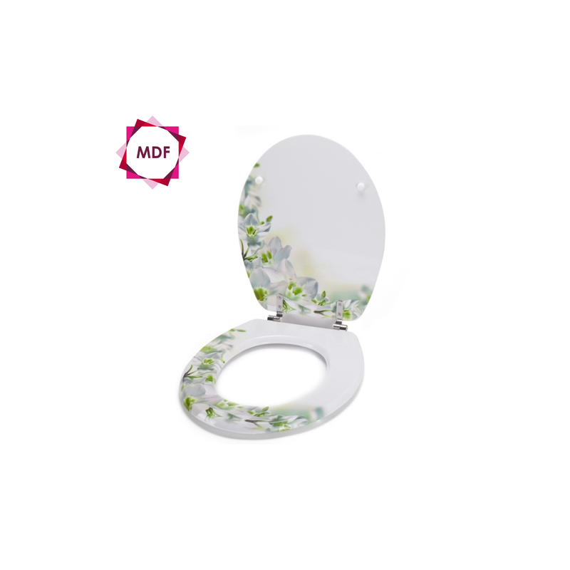MSV WC-Sitz MDF SOFAIA Blumenmuster  Edelstahlscharniere MSV