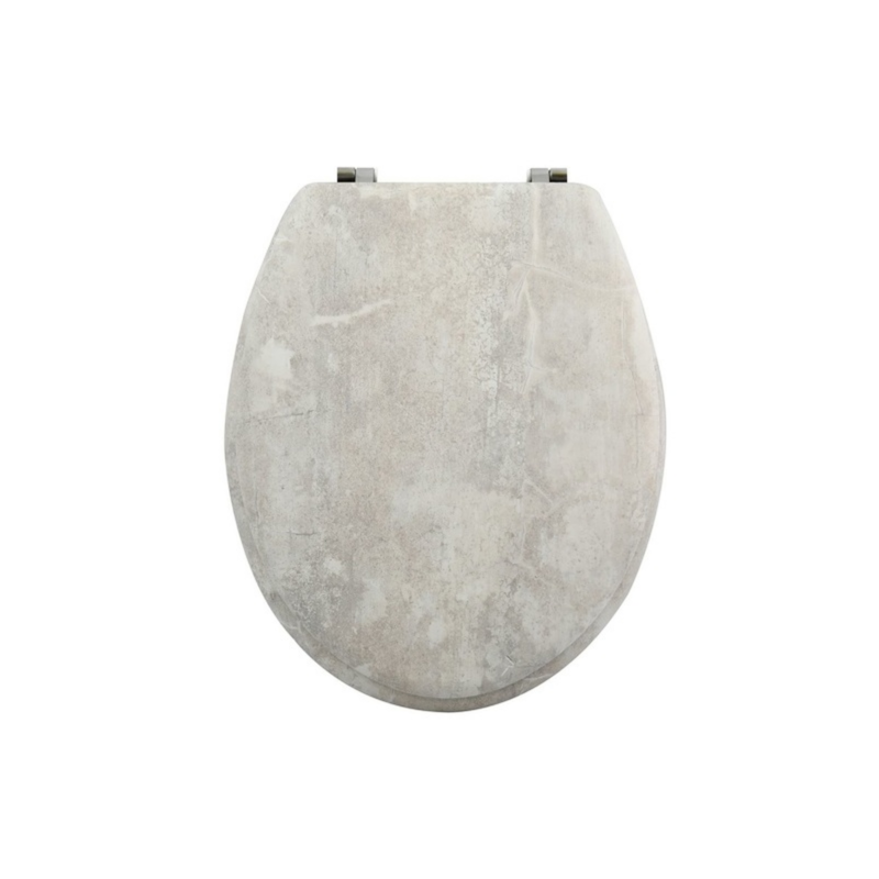 MSV Asiento de inodoro MDF STONEHENGE Gris - Bisagras de acero inoxidable MSV