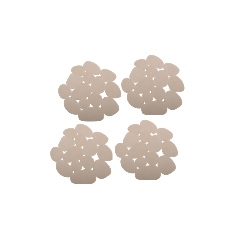 MSV Lot de 4 Tapis antiderapants de douche ou baignoire PVC GALETS 12x13cm Beige MSV