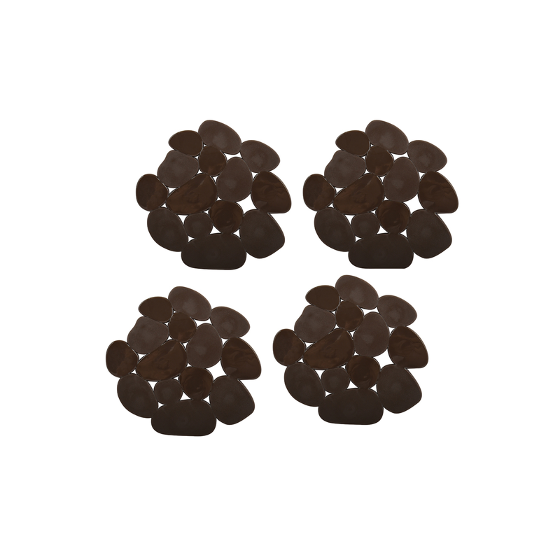 MSV Lot de 4 Tapis antiderapants de douche ou baignoire PVC GALETS 12x13cm Chocolat MSV