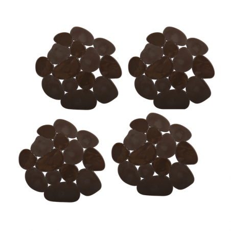 Lot de 4 Tapis antiderapants de douche ou baignoire PVC GALETS 12x13cm Chocolat MSV MSV