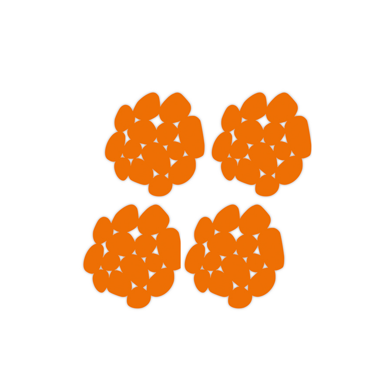 MSV Lot de 4 Tapis antidérapants de douche ou baignoire PVC GALETS 12x13cm Orange MSV