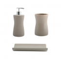 MSV ensemble 3 accessoires de salle de bain Céramique PALMA Taupe MSV