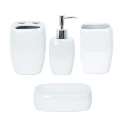 MSV Ensemble 4 accessoires de salle de bain Céramique CLASSIC Blanc