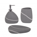 MSV ensemble 3 accessoires de salle de bain Céramique ZEN Gris MSV