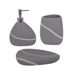 MSV ensemble 3 accessoires de salle de bain Céramique ZEN Gris