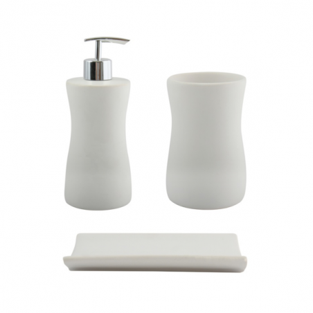 MSV ensemble 3 accessoires de salle de bain Céramique PALMA Blanc MSV