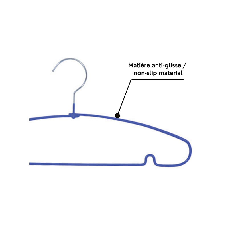 MSV Set of 10 hangers Blue Anti-Slip Plastic Coated Steel MSV