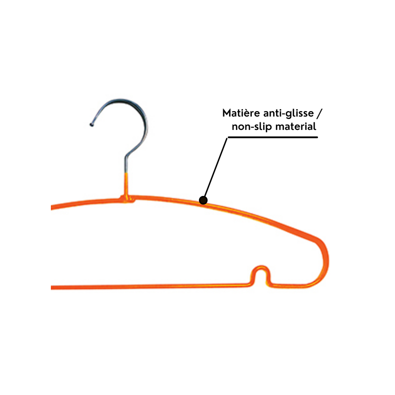 Lot de 10 cintres en acier plastifié antiglisse Orange MSV MSV
