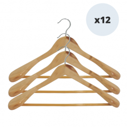 MSV Paquete de 12 perchas de madera para chaquetas MSV