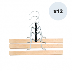 MSV Set de 12 Perchas de Madera para Pantalones o Faldas 25cm MSV