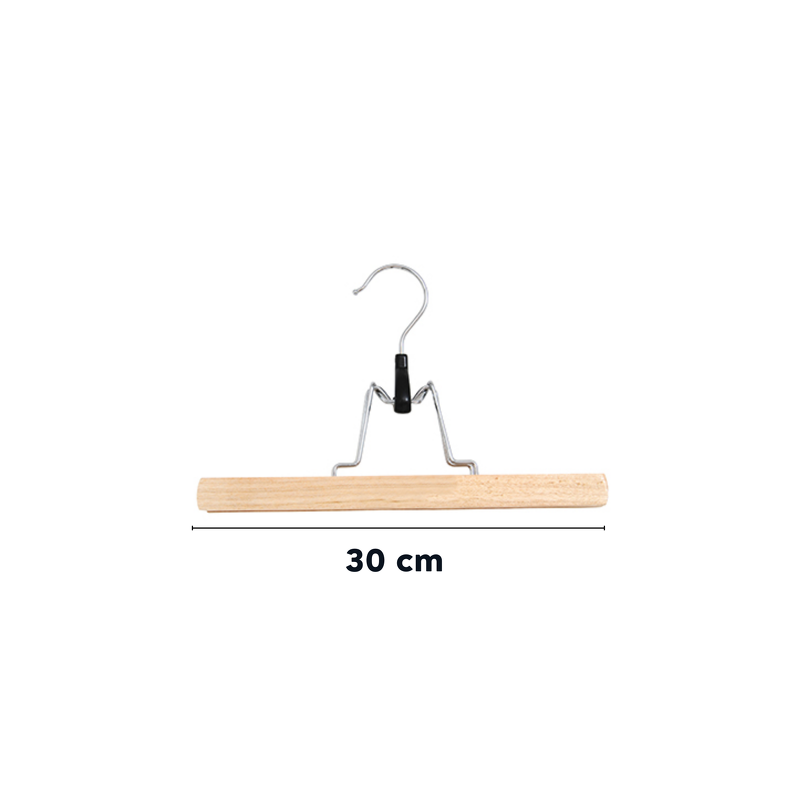 MSV Set of 12 Trouser or Skirt Hangers Wooden 30cm MSV