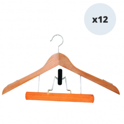 MSV 12er-Pack Kleiderbügel aus Holz mit Clips