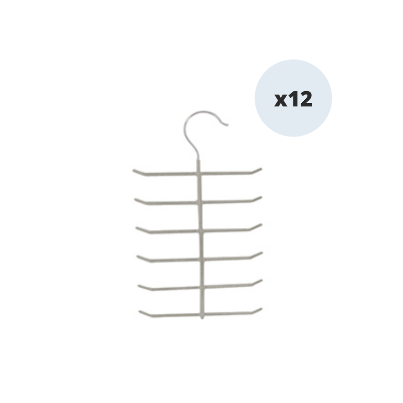 MSV Set of 12 Hangers for Ties Anti-Slip Plastic Coated Steel MSV