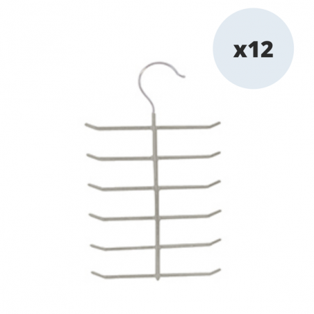 MSV Set de 12 Perchas para Corbatas de Acero Recubierto de Plástico Antideslizante MSV