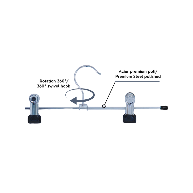 Lot de 24 cintres en acier avec pinces MSV MSV