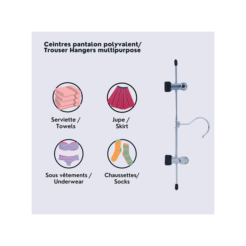 Lot de 24 cintres en acier avec pinces MSV MSV