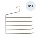 Lot de 12 cintres en acier plastifié antiglisse pour pantalon 5 barres MSV MSV