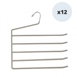 MSV Set de 12 Perchas para Pantalones de Acero Recubierto de Plástico Antideslizante 5 Barras MSV