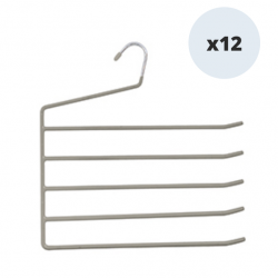 MSV Set of 12 Trouser Hangers 5 Bars Anti-Slip Plastic Coated Steel