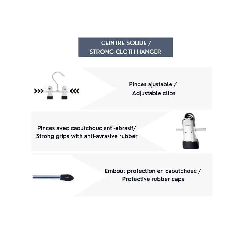 Lot de 36 cintres en acier avec pinces MSV MSV