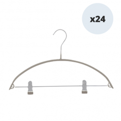 MSV Set of 24 Hangers with Clips Anti-Slip Plastic Coated Steel