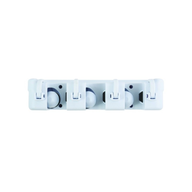 Accroche-balais MSV Avec 4 Crochets - Blanc, 20x10 Cm - Support Pour 3 Balais, Fixation Murale