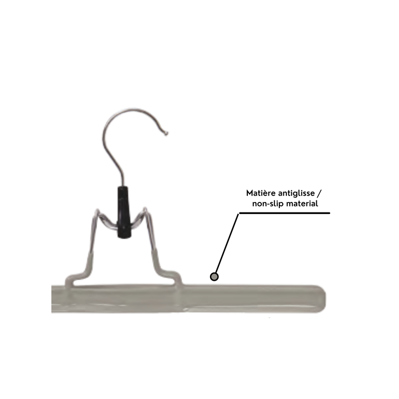Lot de 12 cintres en acier plastifié antiglisse pour pantalon ou jupe 26x15cm Taupe MSV MSV
