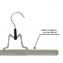 MSV Set of 12 Hangers for Pants or Skirt Anti-Slip Plastic Coated Steel Taupe MSV