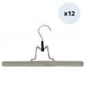 Lot de 12 cintres en acier plastifié antiglisse pour pantalon ou jupe 30x15cm Taupe MSV MSV