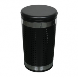 MSV Laundry basket 46L with cushion lid Stainless steel Black