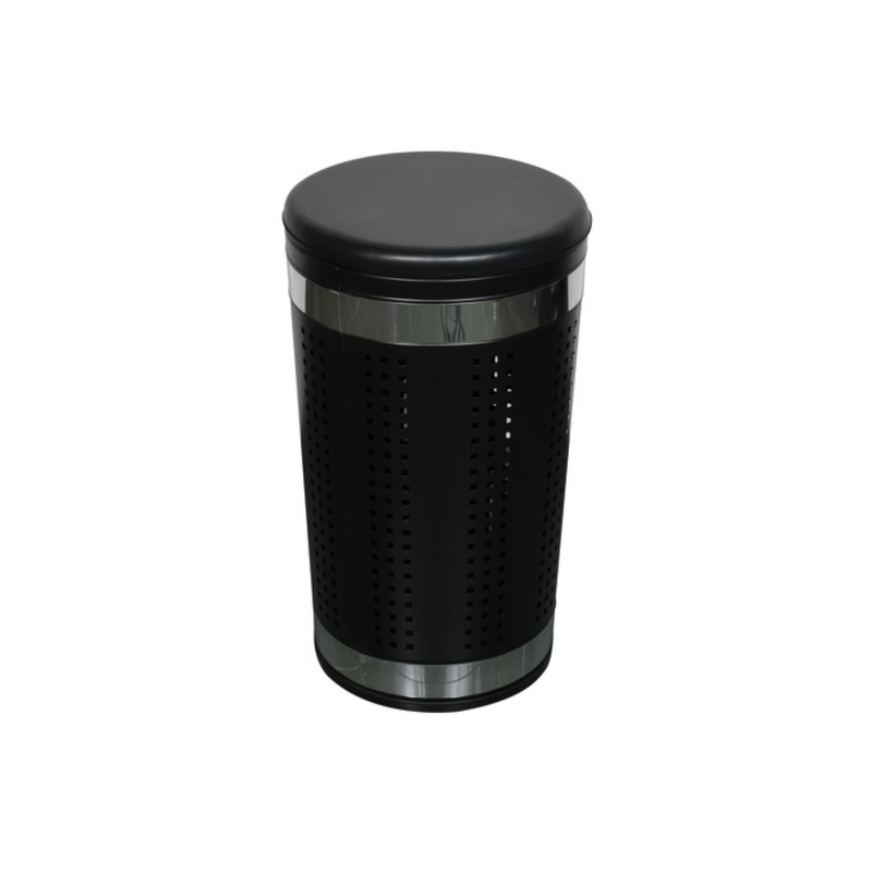 MSV Laundry basket 46L with cushion lid Stainless steel Black MSV