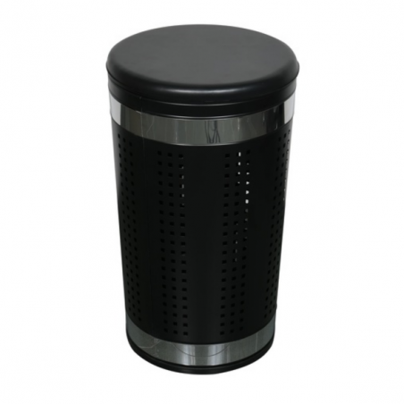 Panier à linge 46L avec couvercle coussin Inox Noir MSV MSV