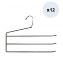 Lot de 12 cintres en acier plastifié antiglisse pour pantalon 3 barres MSV MSV