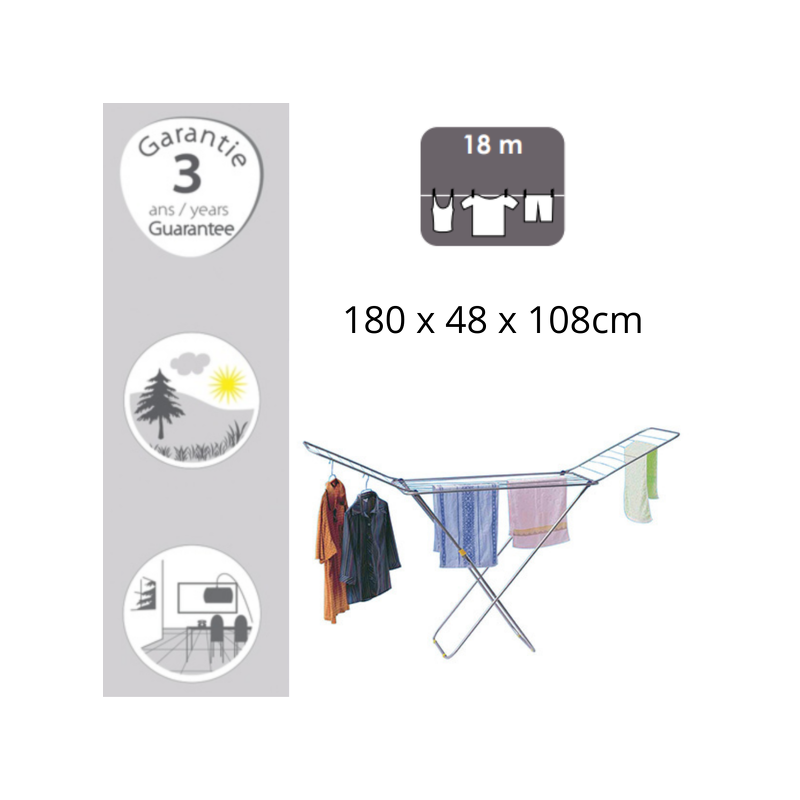 Etendoir à linge à ailes 18M en Inox MSV MSV