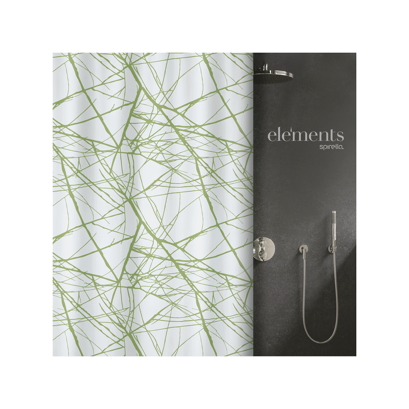 spirella rideau de douche Polyester FORES 180x180cm Vert Elements by Spirella