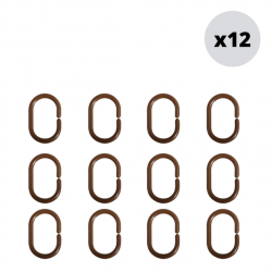 MSV Set di 12 anelli per tende da doccia al cioccolato MSV